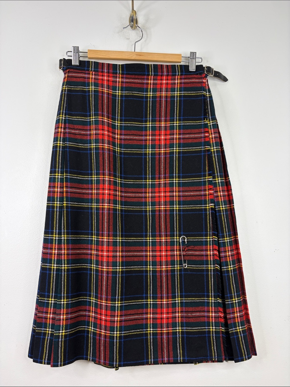 Vintage Red and Black Plaid Midi Skirt